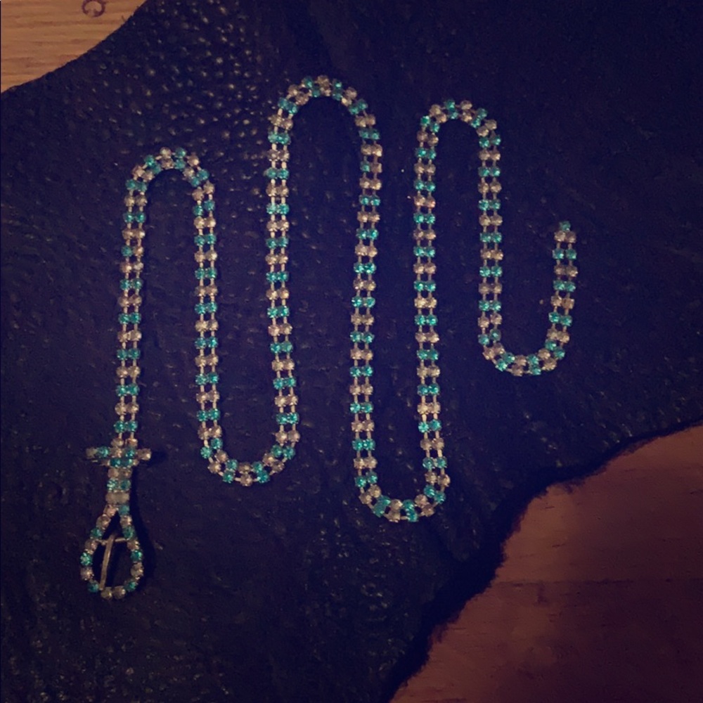 Blue and clear crystal belt